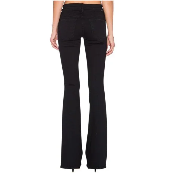 Mother The Cruiser Flare Jeans In Not Guilty Size 27 Stretch Black Denim - Picture 3 of 13
